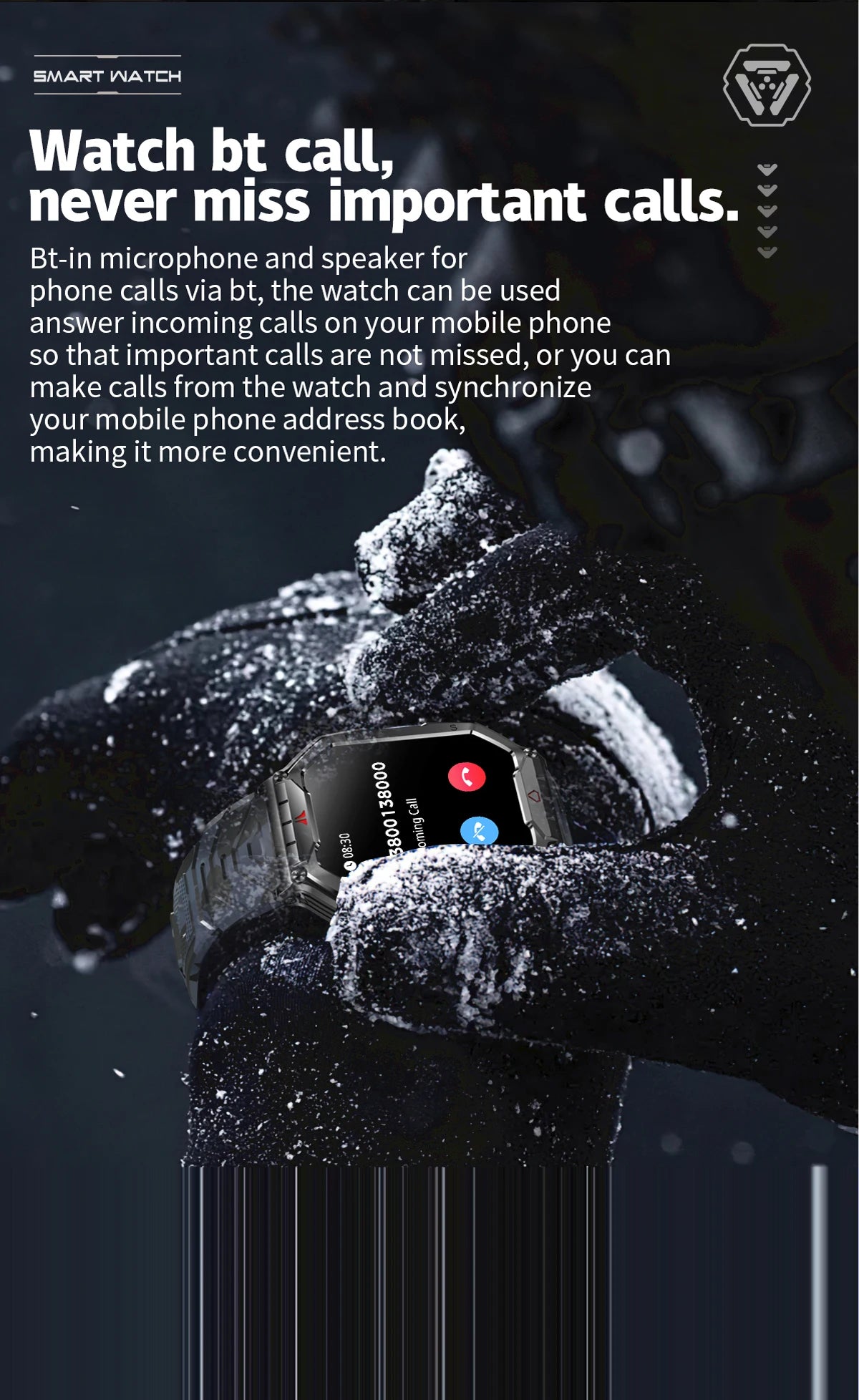 2024 New Rugged Military With LED Flashlight Smart Watch Men Heart Rate Bluetooth Call Waterproof Outdoor SmartWatch For Xiaomi