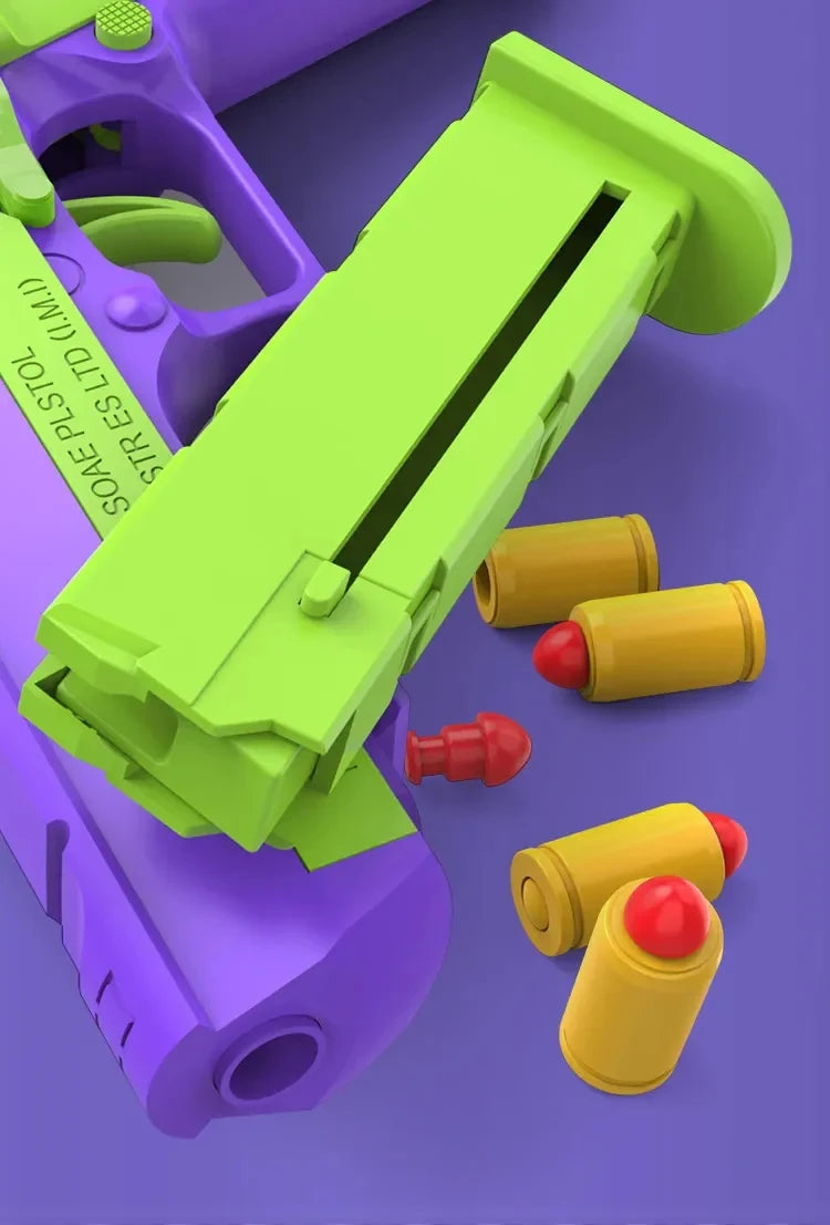 New Selling Carrot Gun 1911 Hand Grab toys Air-Hung Colt Model Decompression  Continuous Throwing Shell Children Toy