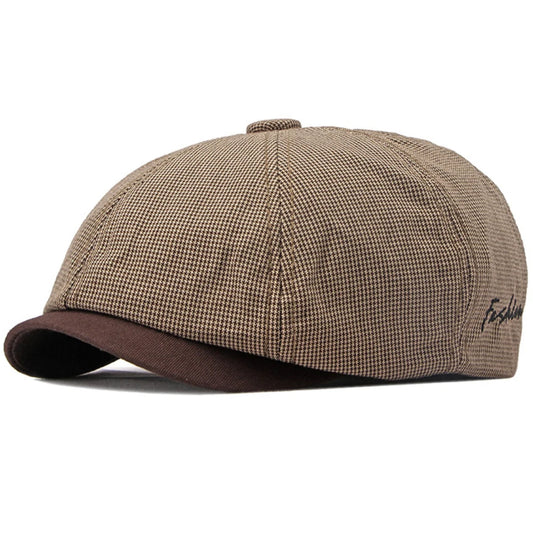 HT4168 Berets Spring Summer Caps for Men Women Artist Painter Octagonal Newsboy Beret Hat Flat Cap Male Female Plaid Beret Cap