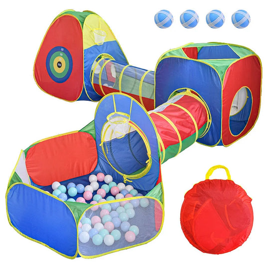 3-5 Pcs Portable Children's Camping Tent Kids Beach Tent Ocean Ball Pool Kids Tent Pop-up Tent Play House Baby Crawling Tunnel