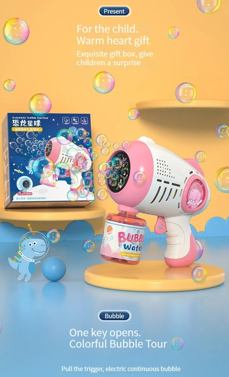 69Holes Rocket Bubble Gun ，Automatic Bubbles Machine Gun Launcher Shape Blower Soap Toys For Kid Bubble Machine Party Supplies