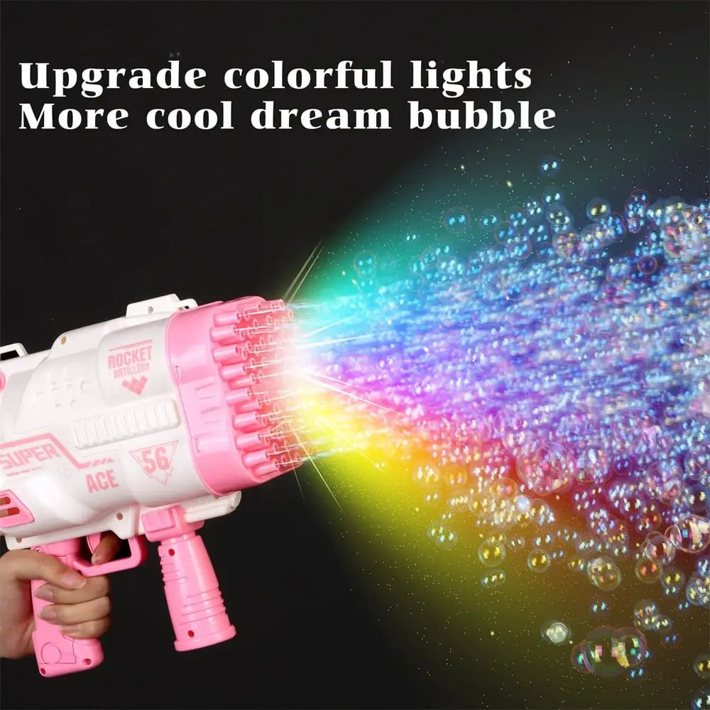 69Holes Rocket Bubble Gun ，Automatic Bubbles Machine Gun Launcher Shape Blower Soap Toys For Kid Bubble Machine Party Supplies