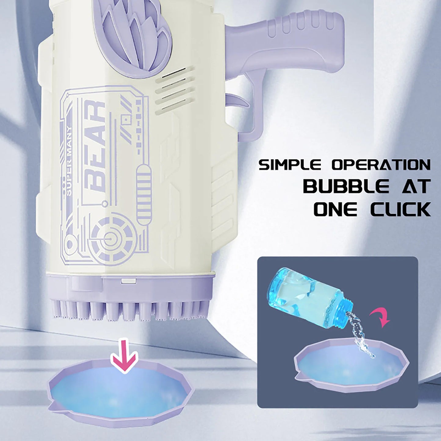 69Holes Rocket Bubble Gun ，Automatic Bubbles Machine Gun Launcher Shape Blower Soap Toys For Kid Bubble Machine Party Supplies