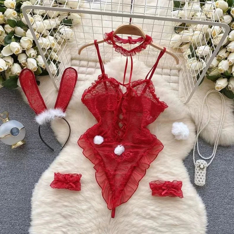 Christmas Sexy Night Dress Hotsweet Women's Dress Plush Splice Slim Bodycone Red Dress Cross Strap Halter Neck Party Short Dress
