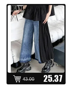 [EAM] Women Navy Blue Striped Irregular Elegant Blazer New Lapel Long Sleeve Jacket Fashion Tide Spring Autumn 2024 1DH5930
