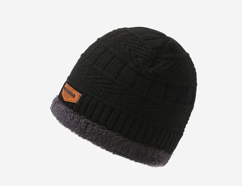 Men's Windproof Hat Outdoor Travel Leisure Winter Scarf Gloves Three-Piece Neck One Plus Cashmere Warm Winter Knitted Hat