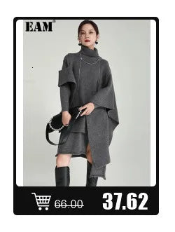 [EAM] Women Navy Blue Striped Irregular Elegant Blazer New Lapel Long Sleeve Jacket Fashion Tide Spring Autumn 2024 1DH5930