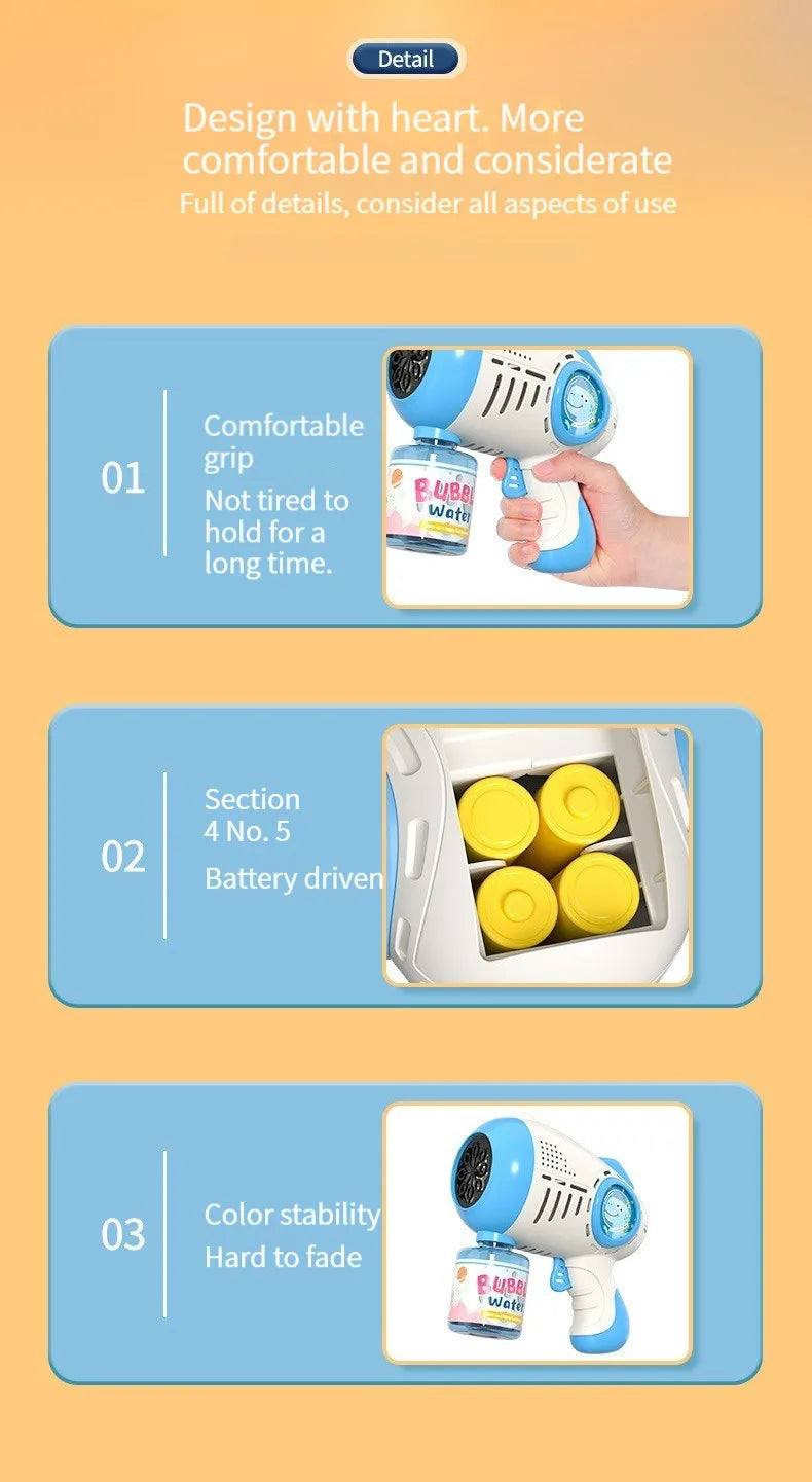 69Holes Rocket Bubble Gun ，Automatic Bubbles Machine Gun Launcher Shape Blower Soap Toys For Kid Bubble Machine Party Supplies