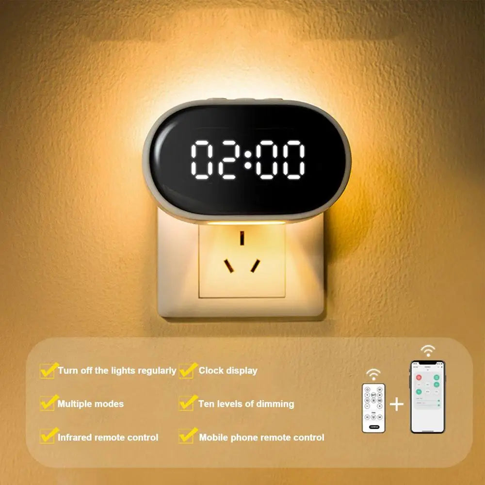 Alarm Clock With LED Light Wall Plug Design Watch Manual Remote Control Digital Electronic Clocks Smart Night Light Clocks Gift