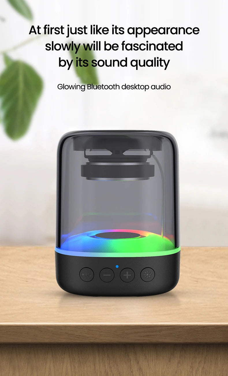 Portable Bluetooth 5.0 Speakers RGB Light HD Sound Mini Desktop Wireless Speaker Loudspeaker for Home Party Outdoor Bike