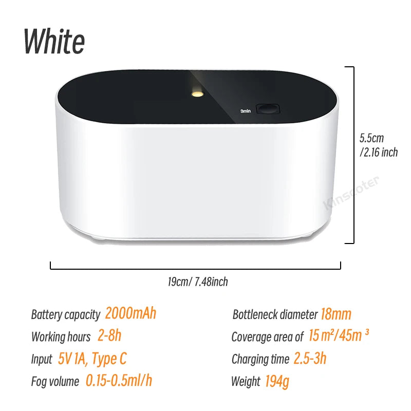 KINSCOTER Premium Portable Waterless Aroma Diffuser Compact Essential Oil Nebulizer Ideal Scent Machine for Gifting