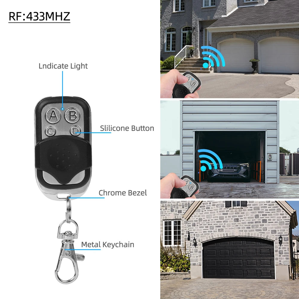 433MHz Copy Remote Control 4 Buttons Electronic Gate Control Universal Garage Door Remote Car Key Duplicator Smart Home