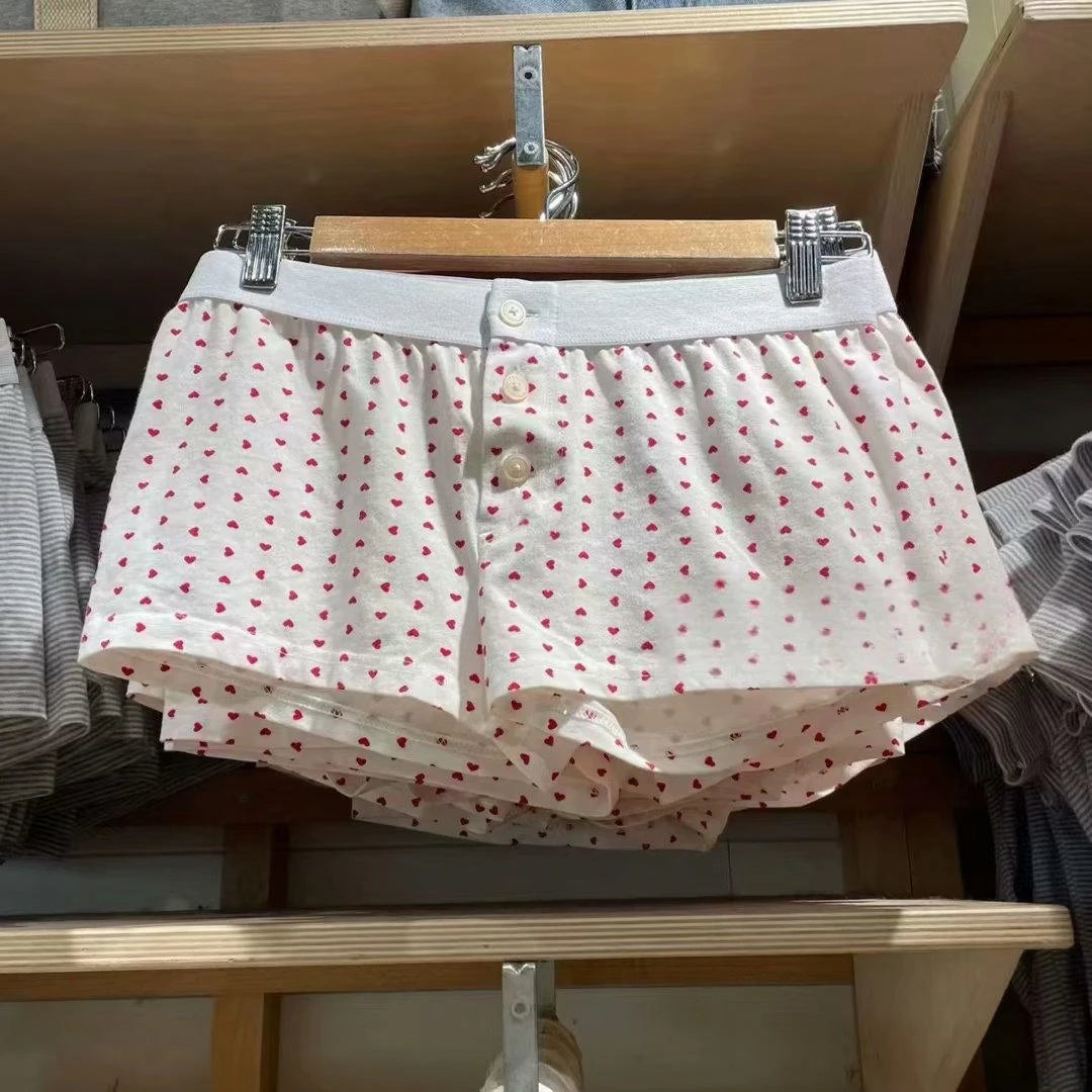 Casual Women Soft Cotton Front Buttons Shorts 2023 Summer Vintage Low Waist Female Chic Bottoms