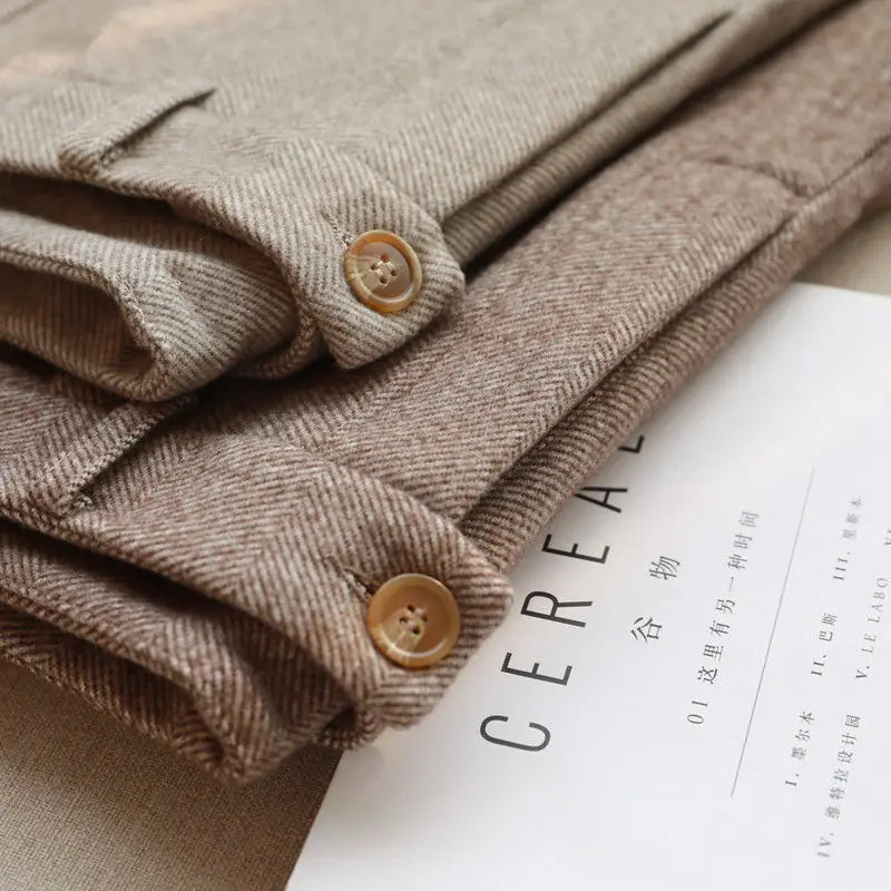 2024 Autumn Winter Workplace High Waisted Casual Suit Pants Office Lady Women Trousers Woolen Pants Women's Harem Pencil Pants
