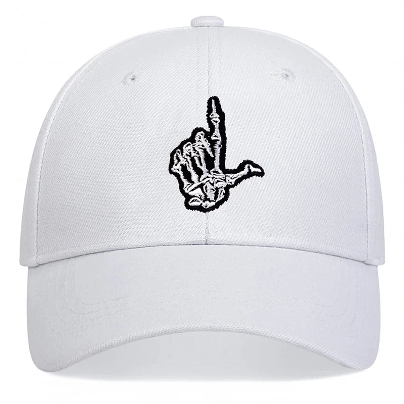 Unisex Skeleton Fingers Embroidery Baseball Caps Spring Autumn Outdoor Adjustable Casual Hats Sunscreen Hat