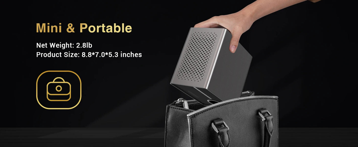 HAPPRUN Electric Focus Mini 1080P Bluetooth Projector, 200" Outdoor Movie Support, Compatible with Smartphone/HDMI/USB/PS5