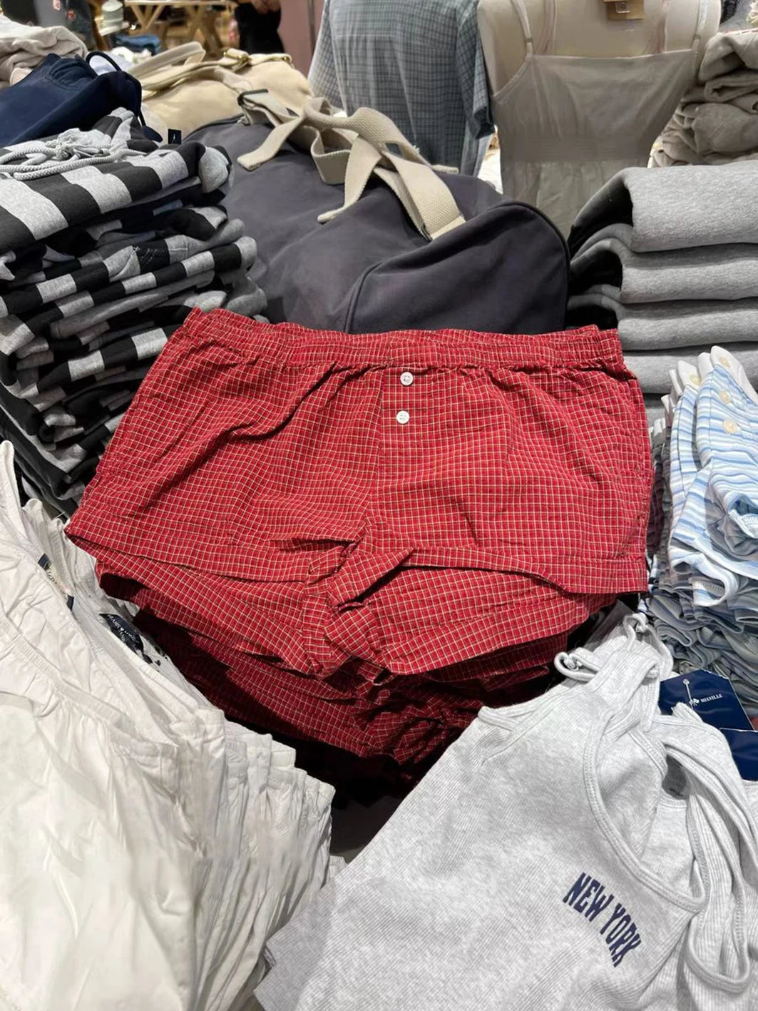 Red Plaid Straigth Shorts Women Summer Elastic Waist Buttons Casual Sweet Short Pant Cotton Y2k Pants Vintage Home Underwear