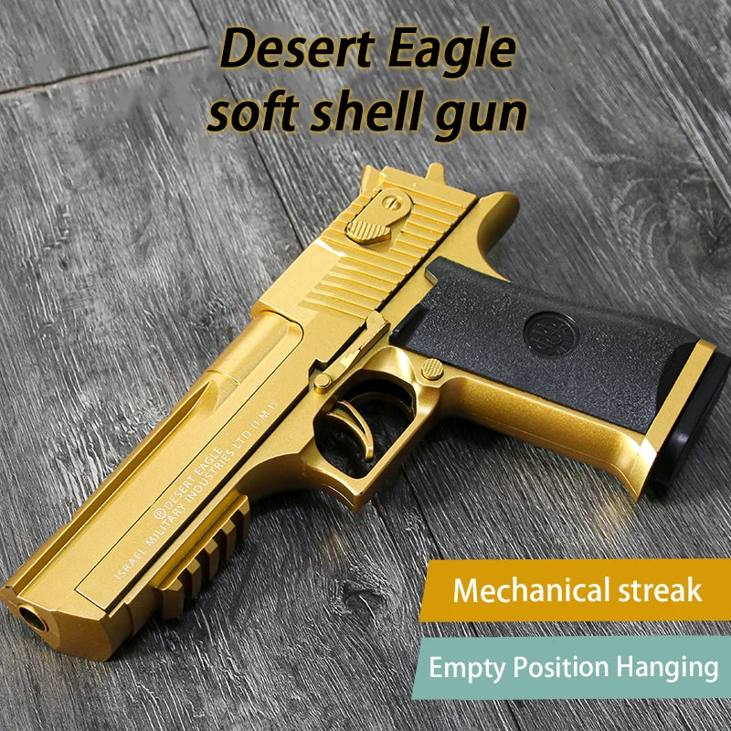 Mechanical continuous firing empty warehouse hanging toy pistol, high-quality soft bullet Desert Eagle pistol