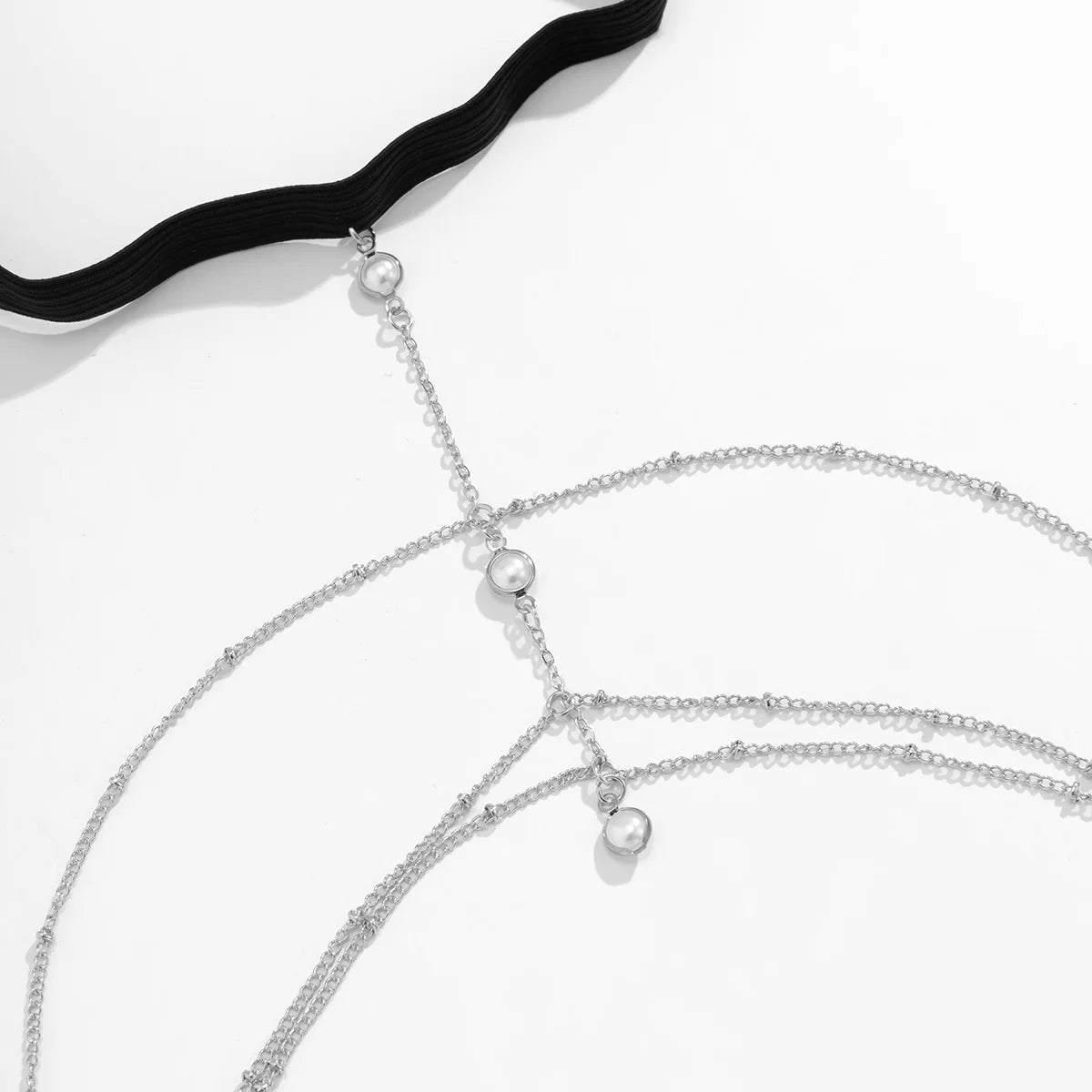 IngeSight.Z Sexy Multilayer Tassel Imitation Pearl Clip Bead Leg Chain Women Simple Adjustable Elastic Thigh Chain Body Jewelry