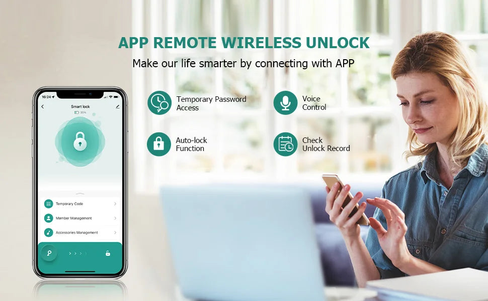 smart home cerradura inteligente tuya smart door lock safe fingerprint locker keyless entry  digital  door lock home apartment