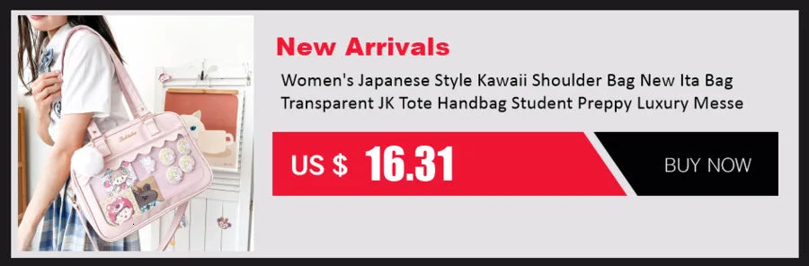 New Y2K Korean Kawaii Cat Ita Bag Cute PU Shoulder Bag Girls Transparent Pocket Harajuku Crossbody Bag Women's Fashion Backpacks
