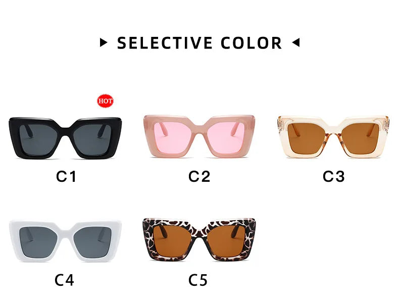 New Vintage Sunglasses Women Men Square Big Frame Sun Glasses Female Brand Designer Retro Shades Fashion Cat Eye Oculos De Sol ﻿