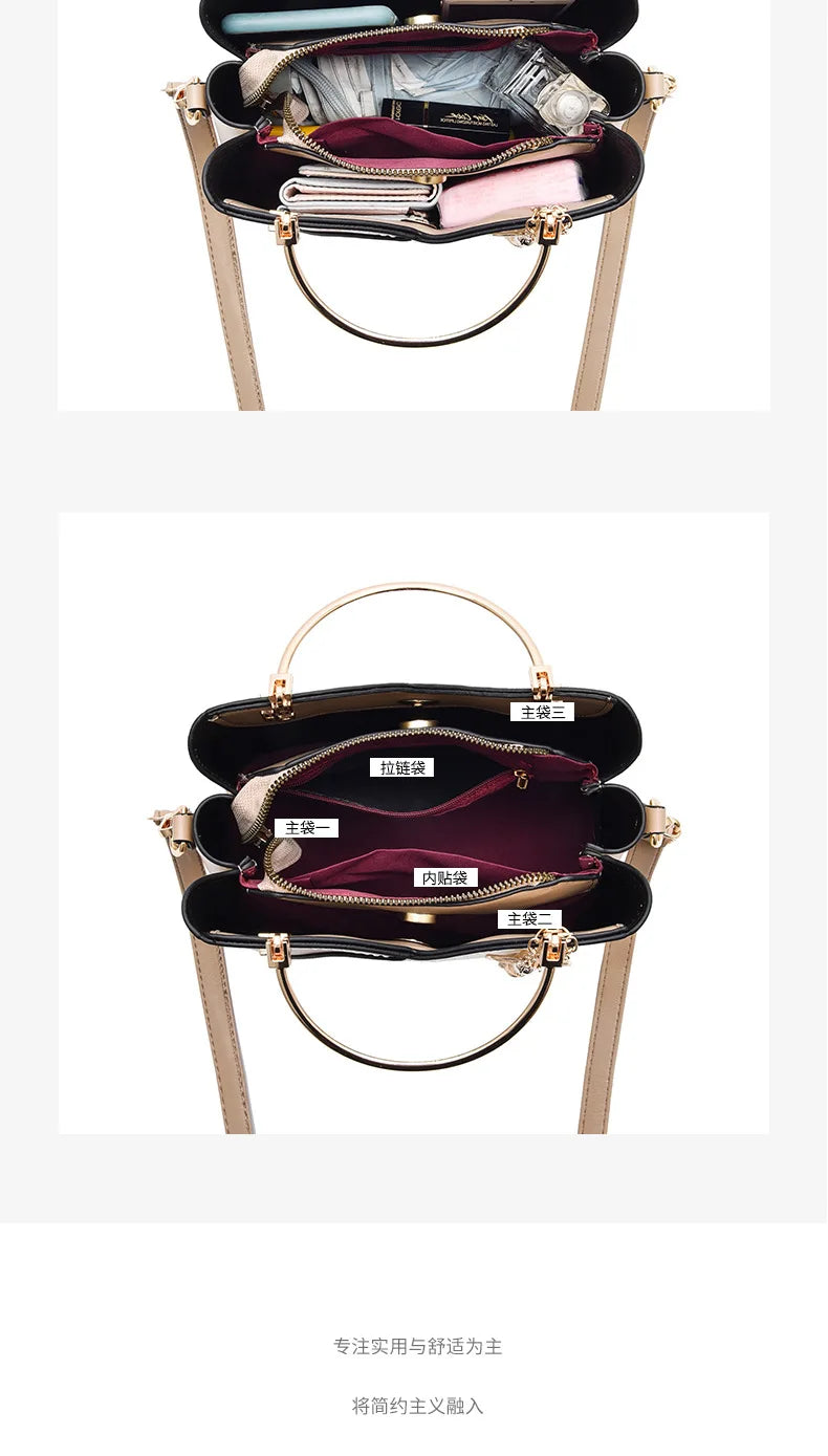 Newposs PU Leather Large Capacity Woman Handbag Grid Shoulder Bag Fashion Casual Luxury Designer Patchwork Crossbody Pack 2023