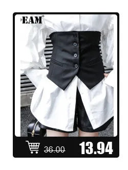 [EAM] Women Navy Blue Striped Irregular Elegant Blazer New Lapel Long Sleeve Jacket Fashion Tide Spring Autumn 2024 1DH5930