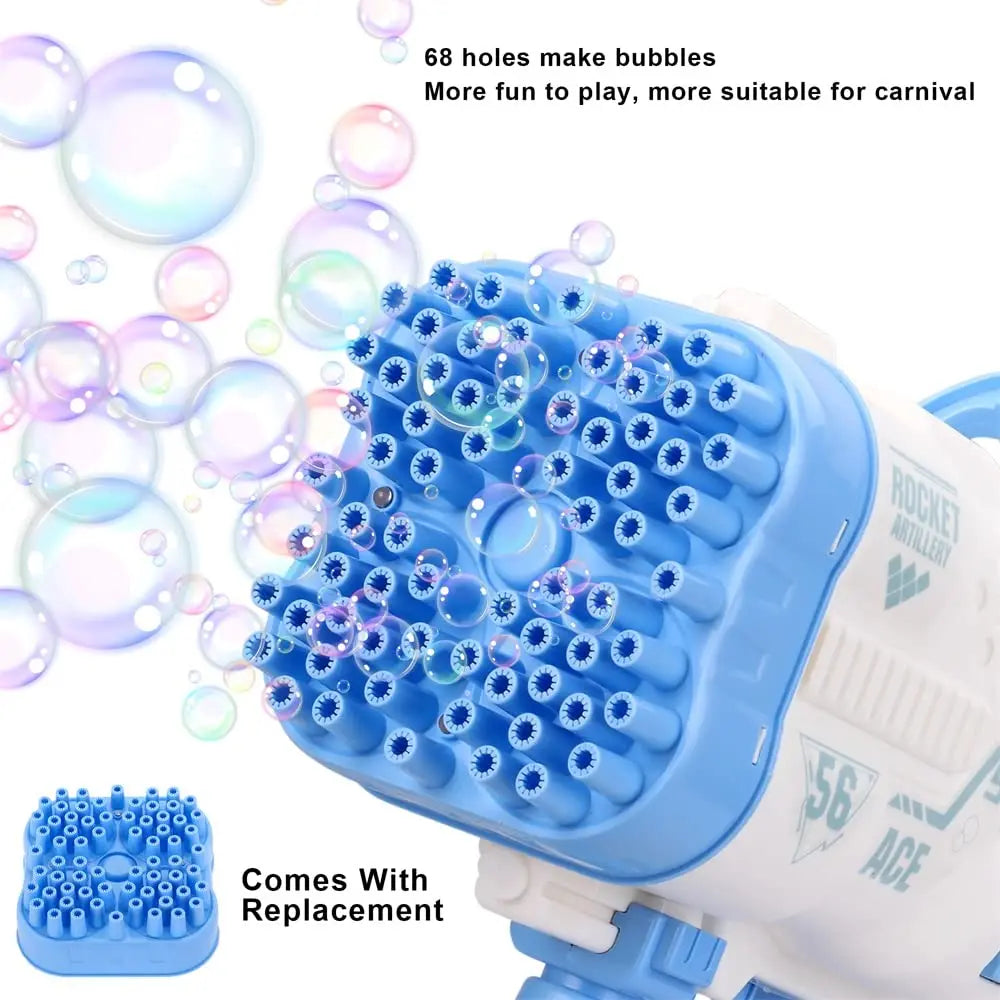 69Holes Rocket Bubble Gun ，Automatic Bubbles Machine Gun Launcher Shape Blower Soap Toys For Kid Bubble Machine Party Supplies