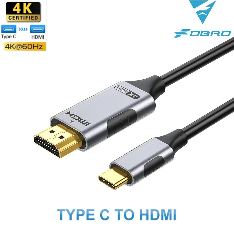 FDBRO USB Type C to HDMI 2.1 Cable Adapter 8K@60Hz,4K@60Hz 6FT Aluminum Type-C to HDMI Braided Cord for Laptop Tablet Galaxy S24