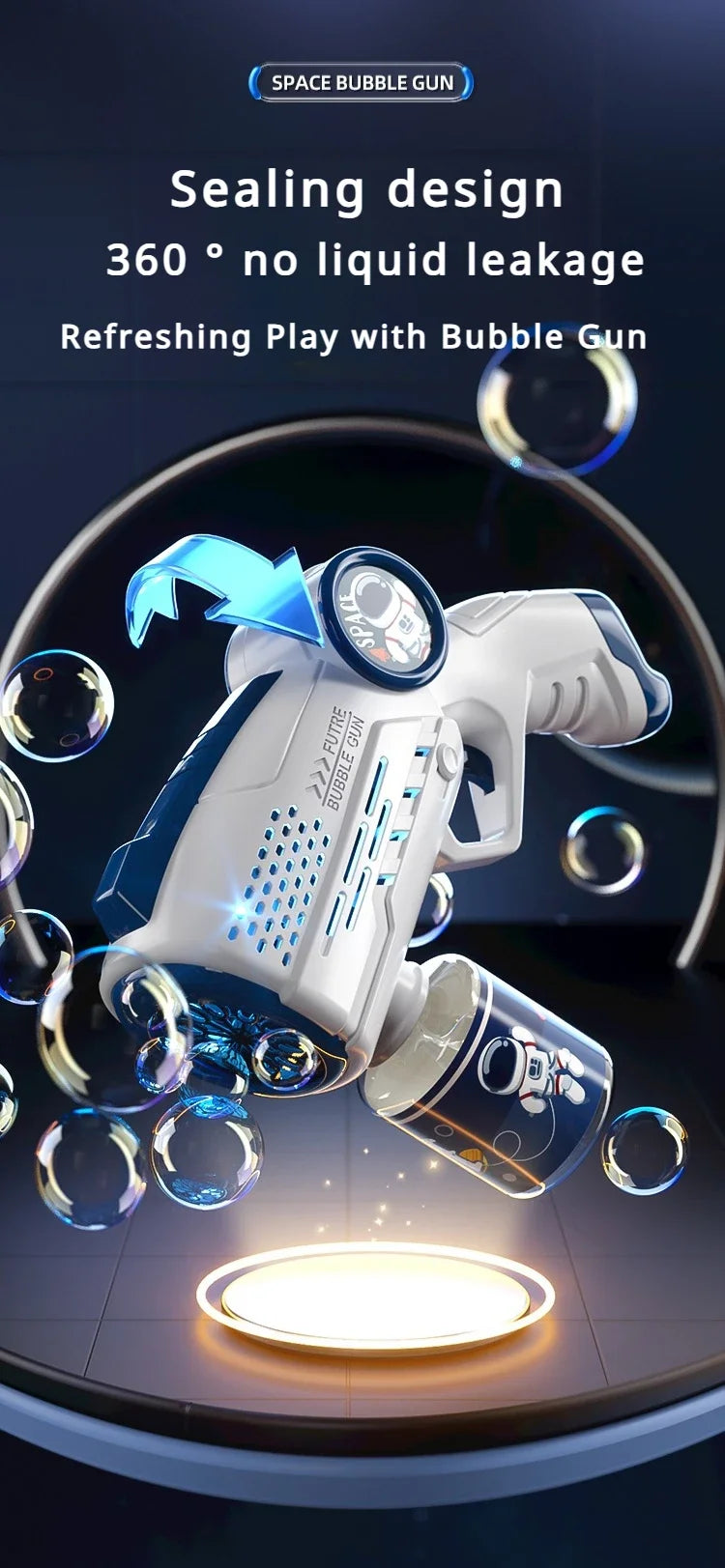 Electric Space Multi Hole Bubble Machine With Lights Fully Automatic Colorful Soap Handle Bubble Gun Children's Toy Outdoor Game