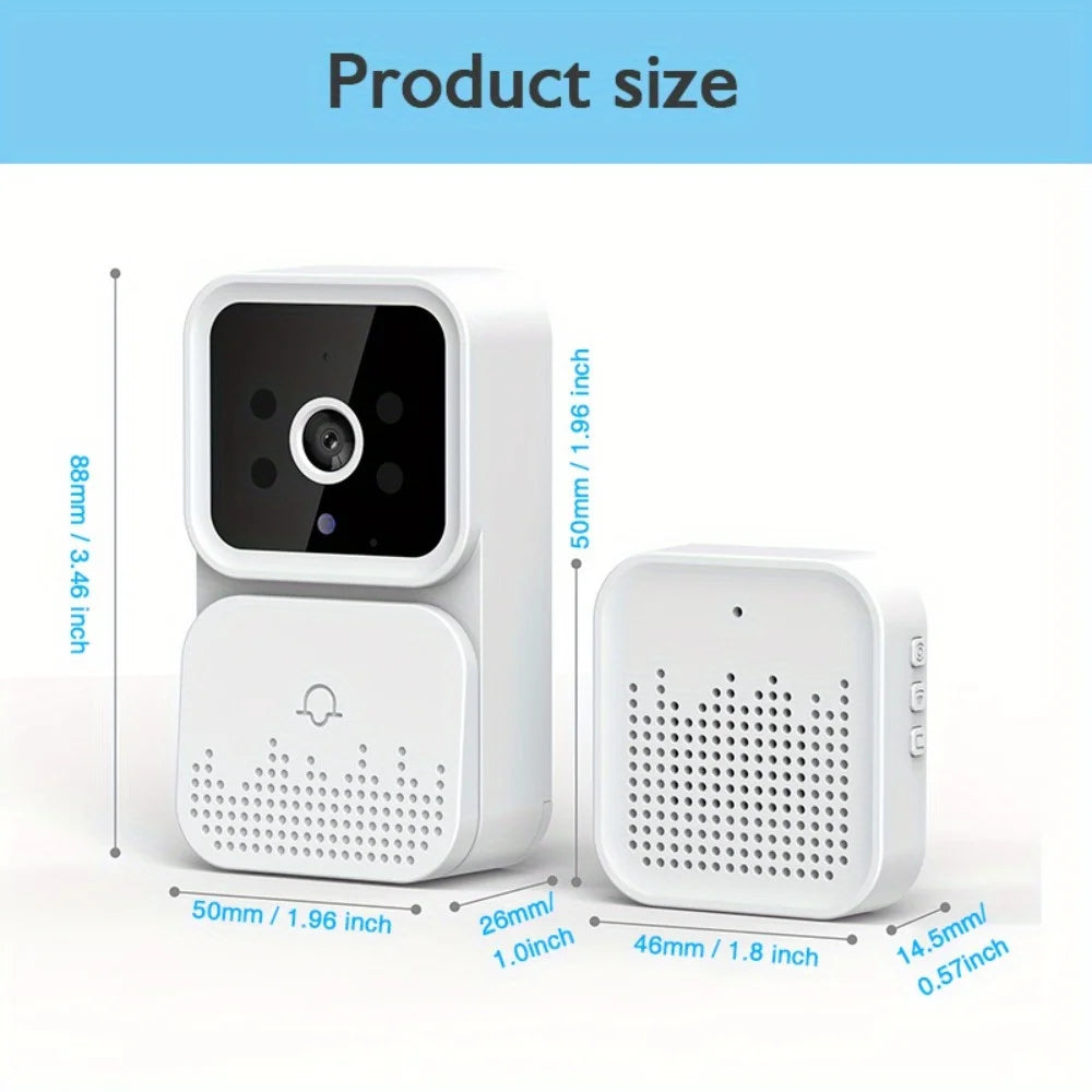 Wireless smart video doorbell 2.4GWiFi, 2-channel audio, night vision, SD card/cloud storage home security surveillance camera