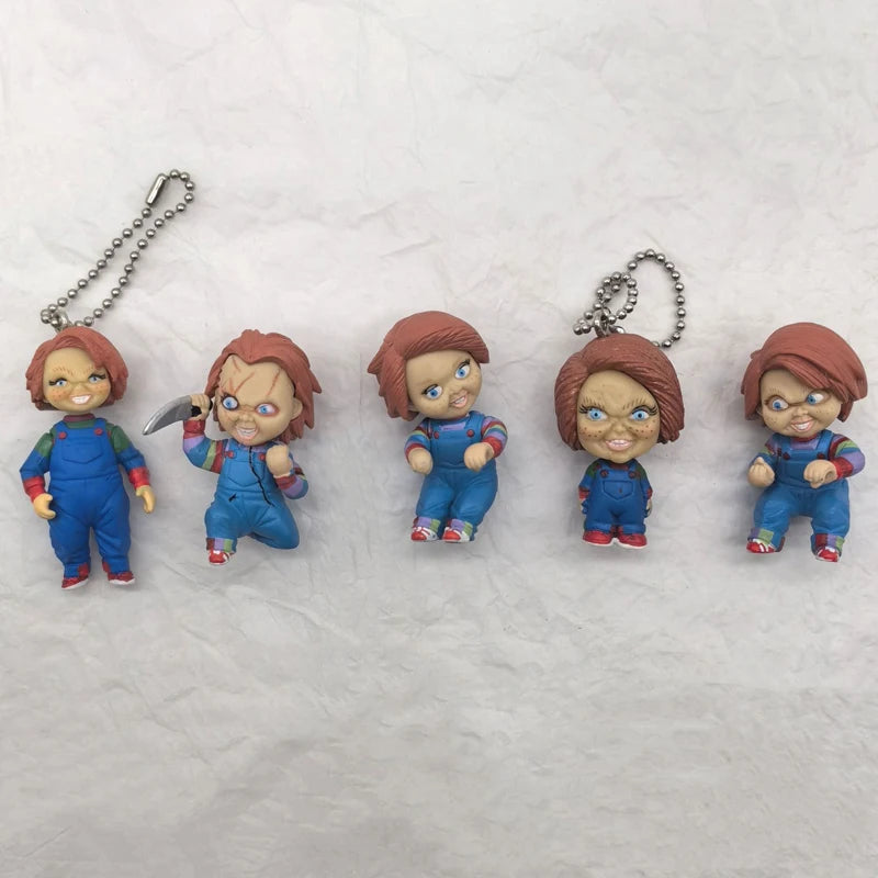 Original MIni Chucky Anime Cartoon Horror Bride Figure Keychain Pendant Collect Movie Film Model Toy Halloween Gift for Adult