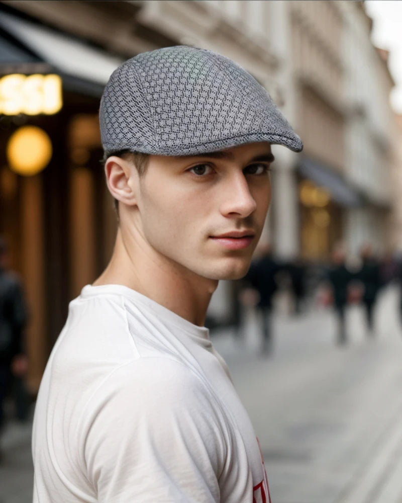 2024 New Summer Casual Beret Hat Unisex Mesh Flat Caps Newsboy Style adjustablr Fashion Breathable Summer Hat for Women Men Caps