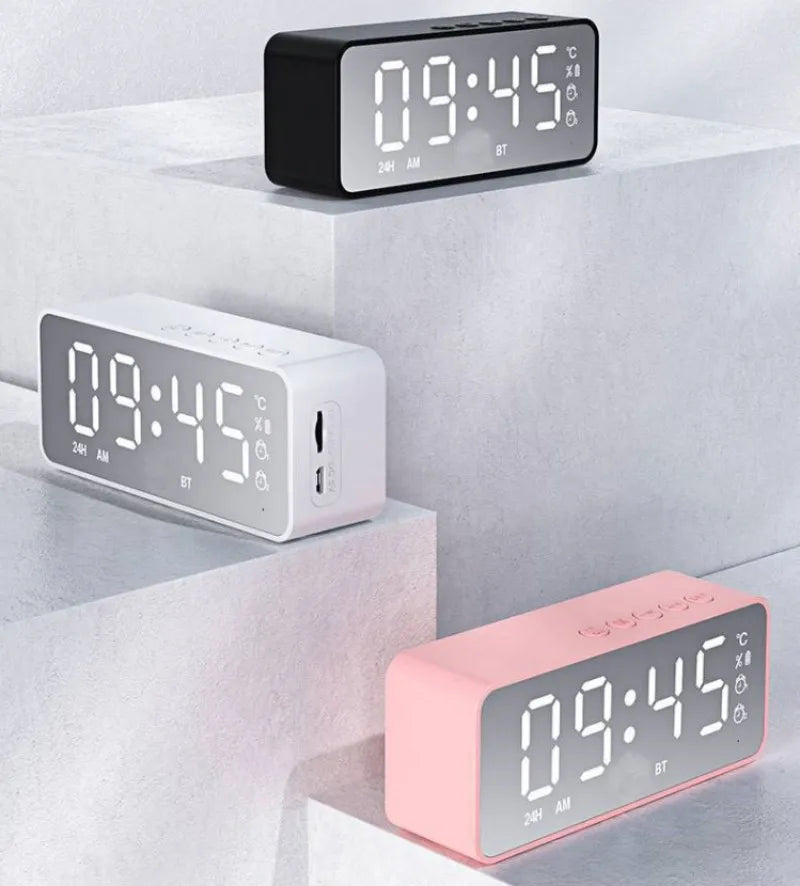 G50 Wireless Bluetooth Speaker with FM Mini Card Mirror Alarm Clock Audio Stall Receiving Support TF Card Desktop Speaker Clock