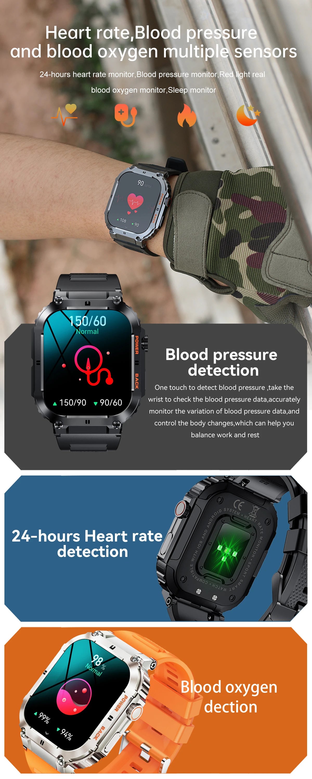 LIGE Outdoor Sports Fitness Smartwatch For Men 1.96 Inch Screen Bluetooth Calling Waterproof Watches Blood Oxygen Reloj Hombre