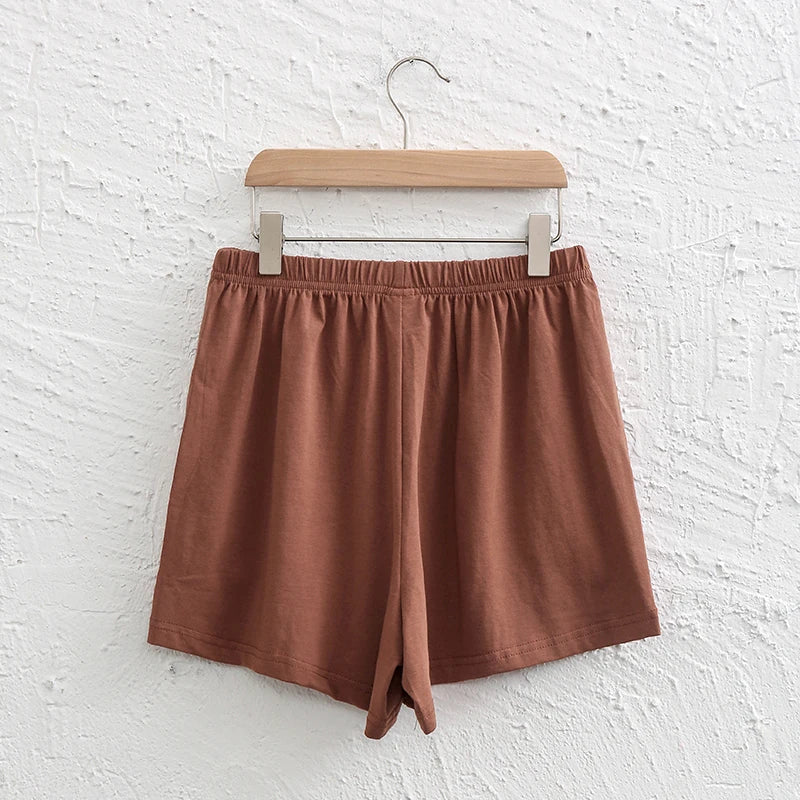 Casual Loose 95% Cotton Shorts Knitted Women High-wasit Soft Streetwear Sport Running Basic Summer Short With Pockect Mujer