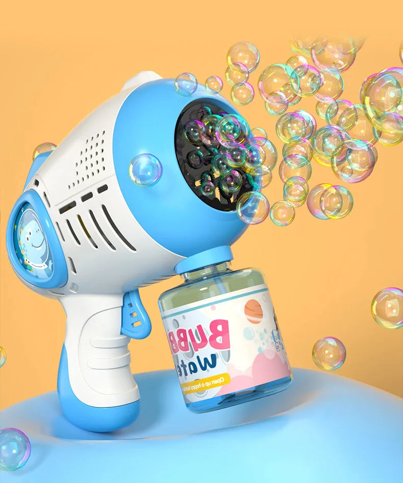 69Holes Rocket Bubble Gun ，Automatic Bubbles Machine Gun Launcher Shape Blower Soap Toys For Kid Bubble Machine Party Supplies