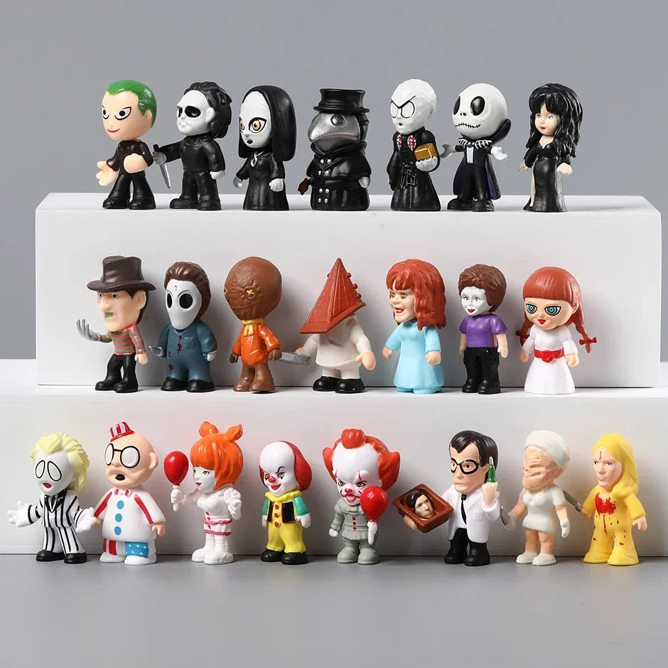 24pcs/set Horror Movie Character Collectible Figures Model Toys Q Version Dolls
