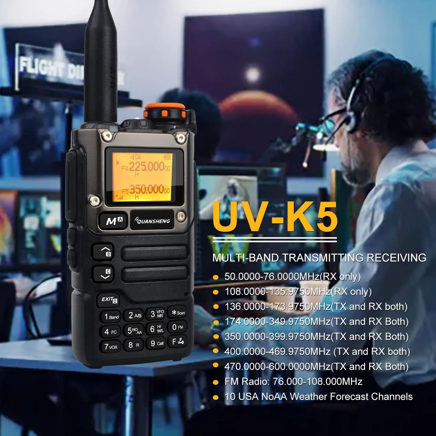 Quansheng Walkie Talkie Air Band 50-600MHz HF RX UV-K5(8) 136-600MHz UHF VHF TX FM Scrambler NoAA Frequency Scan Copy DTMF Radio