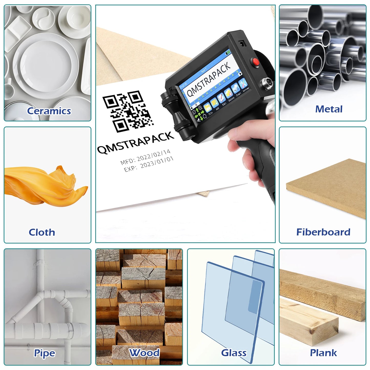 Non-encrypted Handheld Inkjet Printer Gun  12.7mm with Fast-Drying Ink for Text QR Barcode Batch Number Logo Date Label Printer