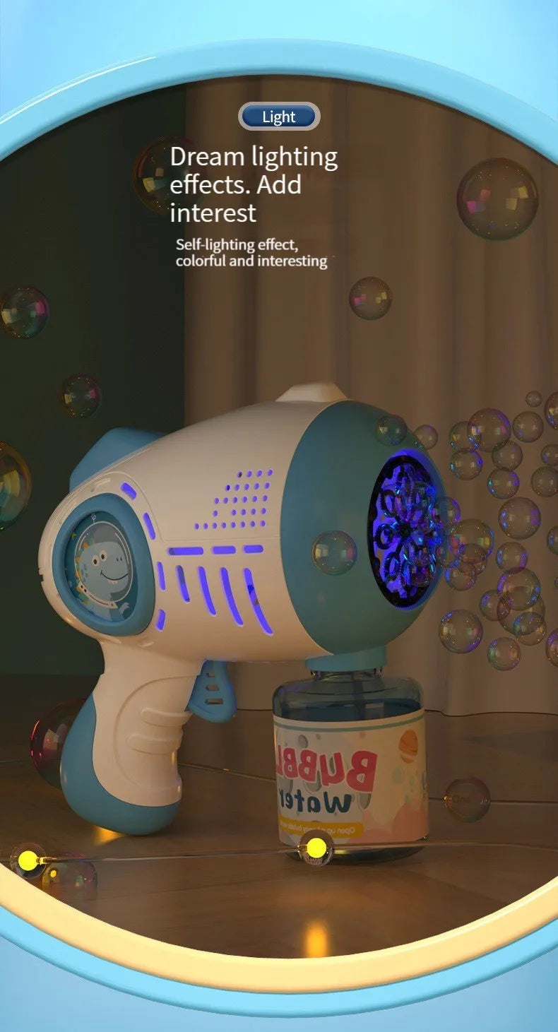 69Holes Rocket Bubble Gun ，Automatic Bubbles Machine Gun Launcher Shape Blower Soap Toys For Kid Bubble Machine Party Supplies
