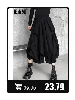 [EAM] Women Navy Blue Striped Irregular Elegant Blazer New Lapel Long Sleeve Jacket Fashion Tide Spring Autumn 2024 1DH5930