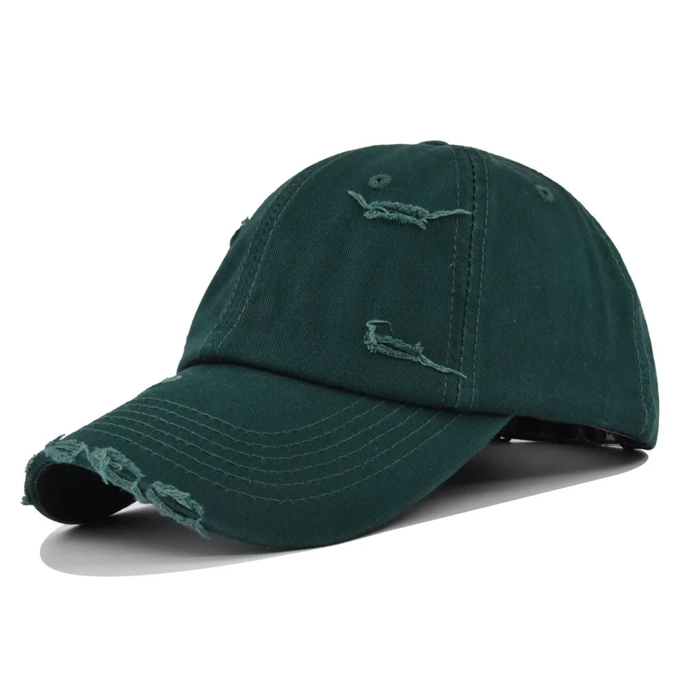 Washed Hole Baseball Cap New Spring Solid Sunhat Men Women Unisex-Teens Cotton Snapback Caps Fashion Hip Hop Vintage Summer Hat