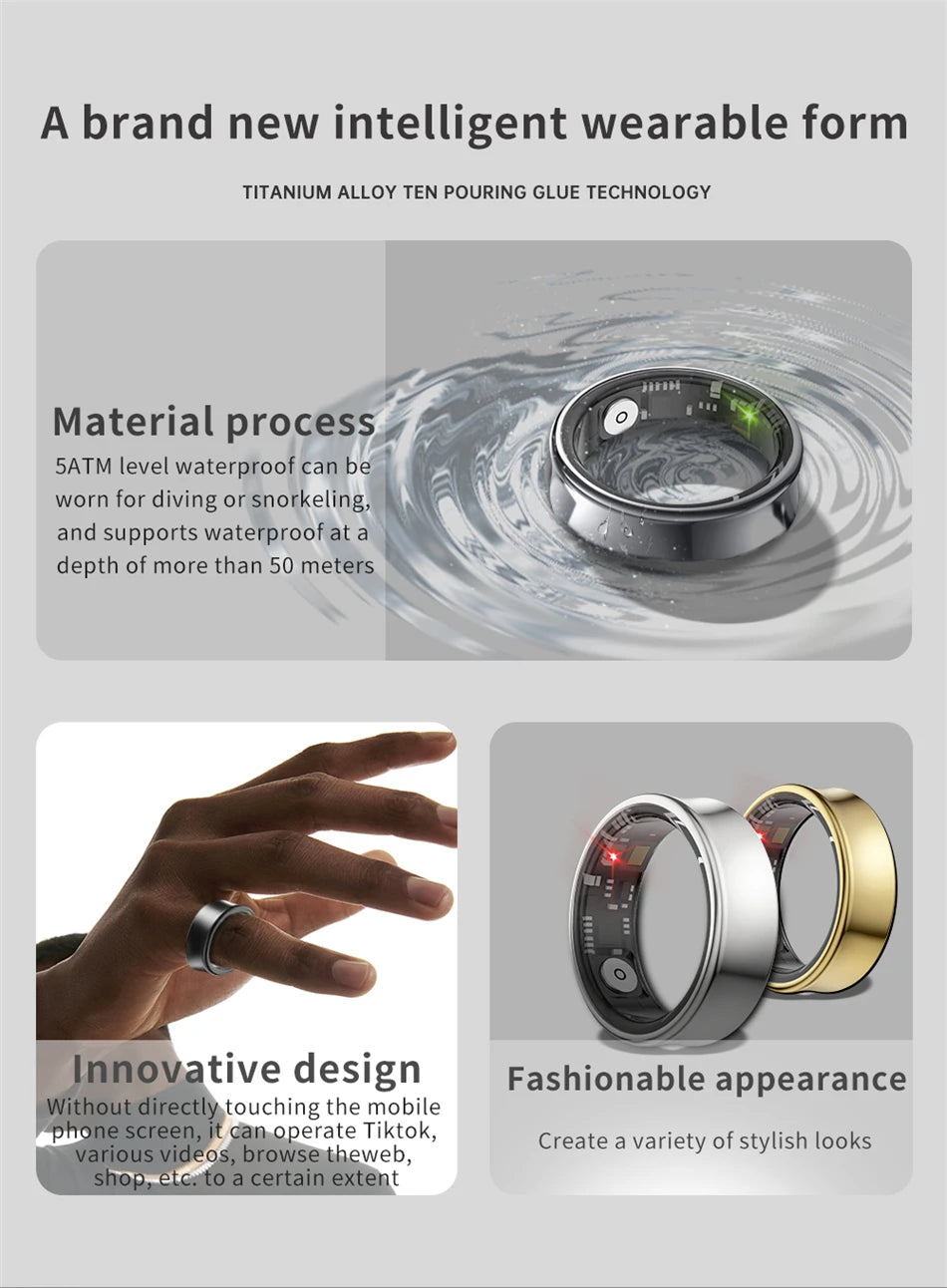 For Samsung Galaxy Smart Ring Men Blood Oxygen Sleep Monitoring GPS Motion Track IP68&5ATM Waterproof Smartring For Android IOS