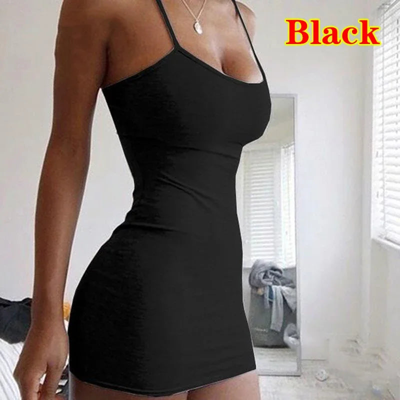 Summer Street Bodycon Dress Sexy Short Dress Nightclub Dress for Women Tight-Fitting Wrap Hip Over-The-Knee Sleeveless Dresses