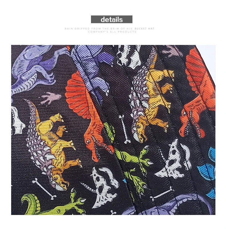 Bocca Cartoon Dinosaur Bucket Hat Children Boys Kids Fisherman Hats Pattern Double Sides Panama Cap Summer Outdoor Sunscreen Cap