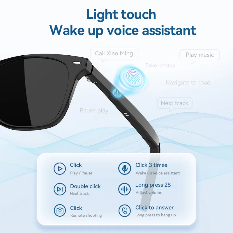 2024 G05 Smart Glasses Open Ear Music Hands-Free Calling Stereo Sound Wearable Headsets Smart Sports Anti-Blue Light Sunglasses
