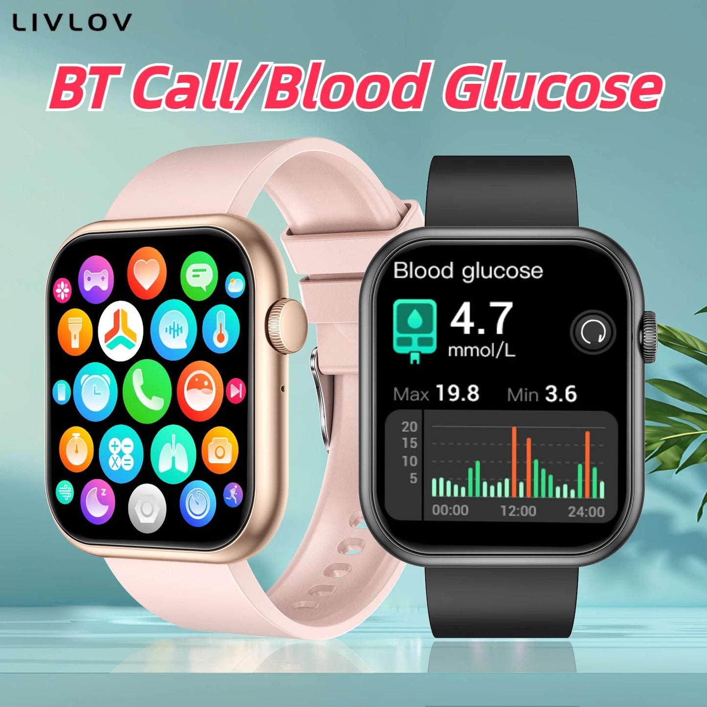 AI Voice Assistant Smart Watch, 2.0'' HD Screen Fitness Tracker with Temp Check/ Breathing Exercise/ Flashlight/ 100+Sports