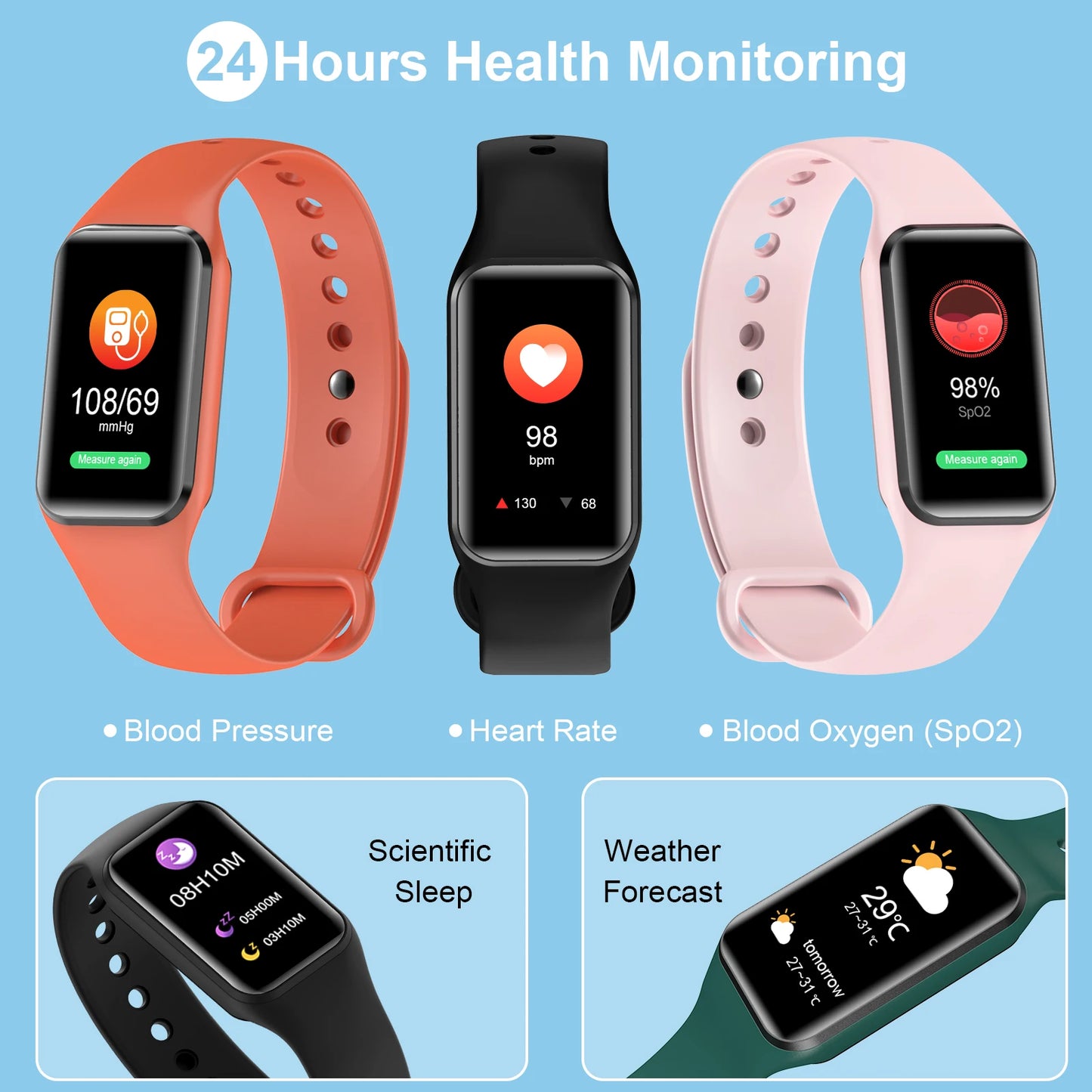 IOWODO 1.47" HD Smart Watch for Men Women Exercise Mode Smartwatch Sleep Monitor Pedometer Fitness Watch with Heart Rate SpO2